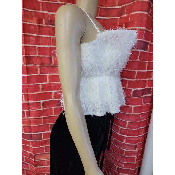 ZARA White TEXTURED TOP Crop Removable Straps Size M NEW #F - Picture 3 of 13